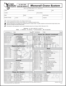 Monorail Crane Systems Annual/Periodic Inspection Checklist