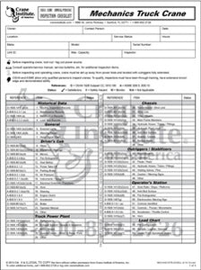 Mechanic Truck Crane Annual/Periodic Inspection Checklist