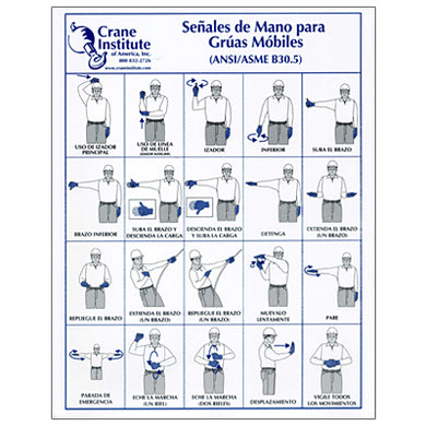 Mobile Crane Hand Signal Chart 8.5x11 in Spanish