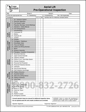 Super Sale Buy 1 get 2 FREE!!!!! Clearance Pre-Operational Checklist - Aerial Lift