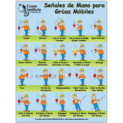 Mobile Crane Hand Signal Poster - Spanish 18x24