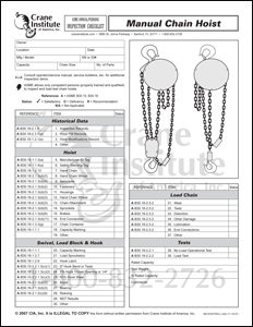 Manual Chain Hoist Annual/Periodic Inspection Checklist – Crane ...